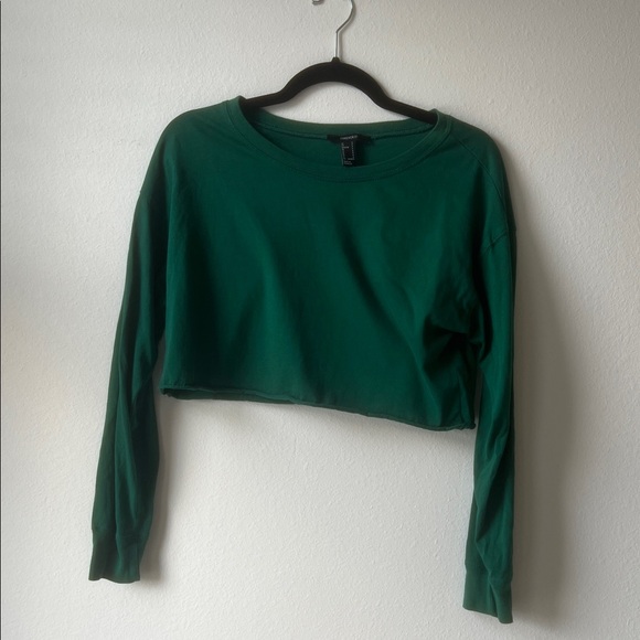 Forever 21 Tops - Forever 21 Forest Green Long Sleeve Crop Top